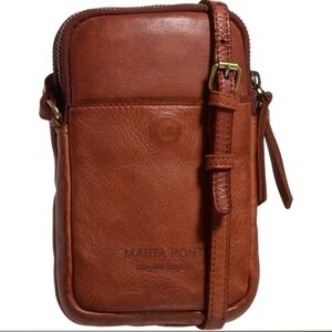 Marta Ponti Genuine Leather Brown Crossbody Phone Bag